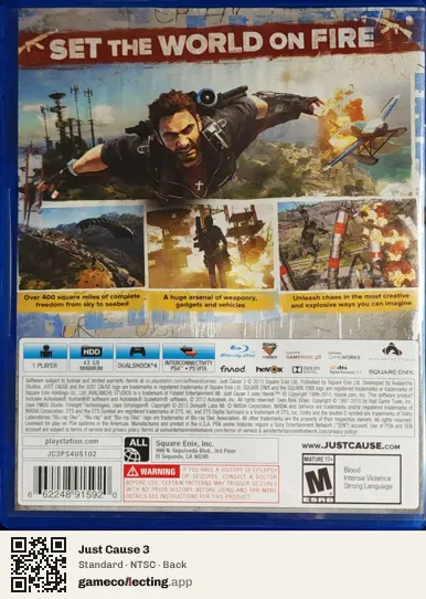 Just Cause 3 PlayStation 4, NTSC box back