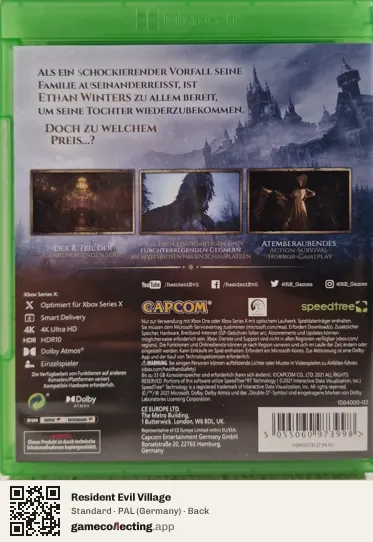 Resident Evil Village Xbox Series X, Germany box back