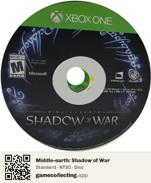 Middle-earth: Shadow of War Xbox One, NTSC disc