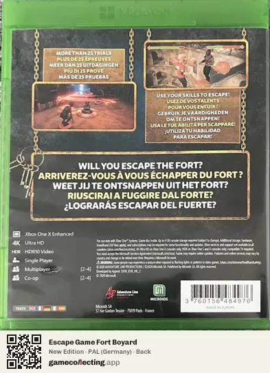 Escape Game Fort Boyard Xbox One, Germany box back