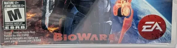 Mass Effect 3, the ESRB box on its front