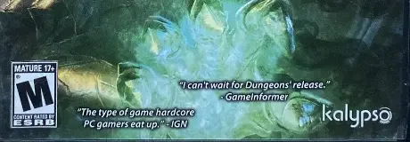 Dungeons, the ESRB box on its front