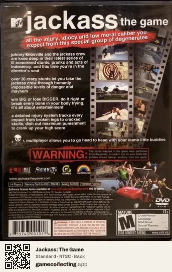 Jackass: The Game PlayStation 2, NTSC box back
