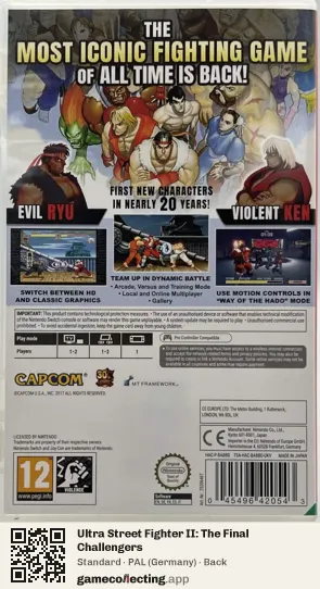 Ultra Street Fighter II: The Final Challengers Nintendo Switch, Germany box back