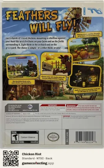Chicken Riot Nintendo Wii, NTSC box back