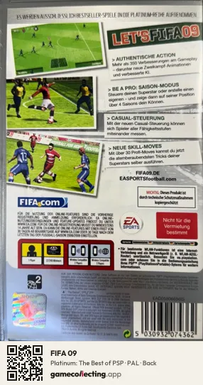 FIFA 09 PlayStation Portable, PAL box back