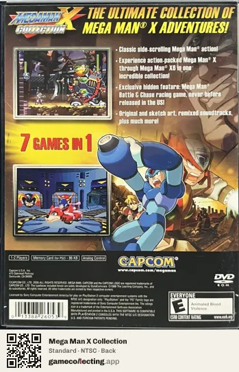 Mega Man X Collection PlayStation 2, NTSC box back