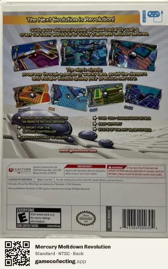Mercury Meltdown Revolution Nintendo Wii, NTSC box back