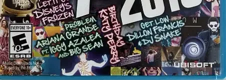 Just Dance 2015, the ESRB box on its front