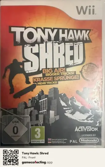 Tony Hawk: Shred Nintendo Wii, PAL box front