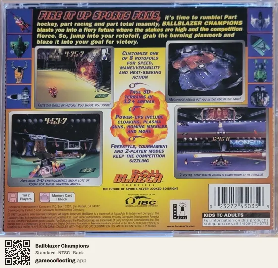 Ballblazer Champions PlayStation, NTSC box back