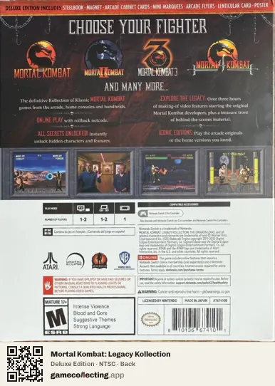 Mortal Kombat: Legacy Kollection Nintendo Switch 2, NTSC box back