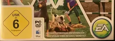 The Sims 3: Pets, the USK square on its front