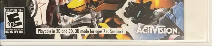 Transformers Prime: The Game, the ESRB box on its front