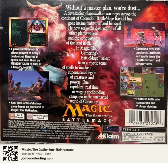 Magic: The Gathering - Battlemage PlayStation, NTSC box back