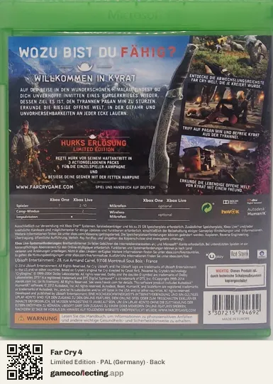 Far Cry 4 Xbox One, Germany box back