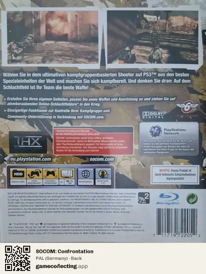 SOCOM: Confrontation PlayStation 3, Germany box back