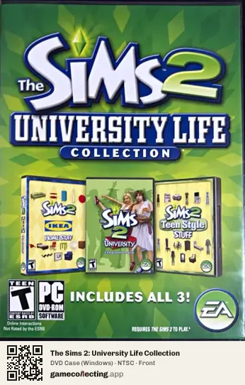 The Sims 2: University Life Collection Computer, NTSC box front