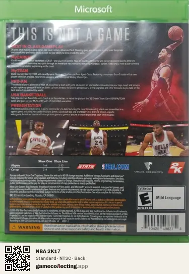 NBA 2K17 Xbox One, NTSC box back