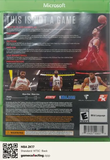 NBA 2K17 Xbox One, NTSC box back