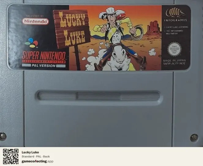 Lucky Luke Super Nintendo Entertainment System, PAL box back