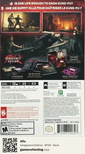 Sifu Nintendo Switch, NTSC box back