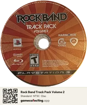Rock Band Track Pack Volume 2 PlayStation 3, NTSC disc