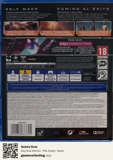 Saints Row PlayStation 4, Italy box back