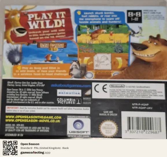 Open Season Nintendo DS, United Kingdom box back