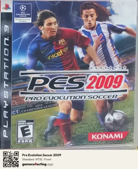 Pro Evolution Soccer 2009 PlayStation 3, NTSC box front