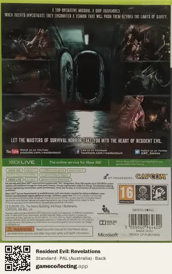 Resident Evil: Revelations Xbox 360, Australia box back