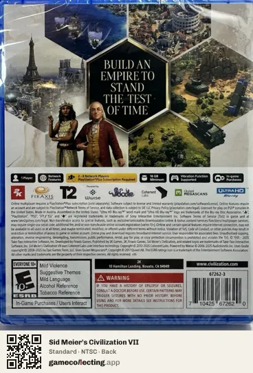 Sid Meier's Civilization VII PlayStation 5, NTSC box back