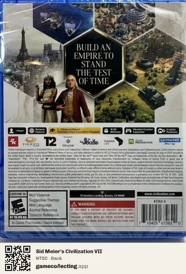 Sid Meier's Civilization VII PlayStation 5, NTSC box back