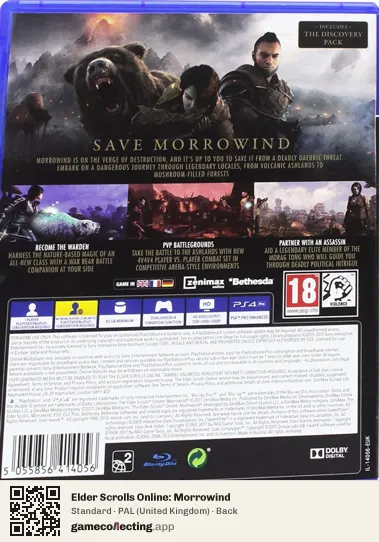 Elder Scrolls Online: Morrowind PlayStation 4, United Kingdom box back