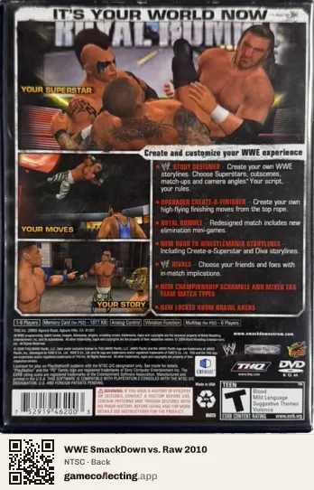 WWE SmackDown vs. Raw 2010 PlayStation 2, NTSC box back