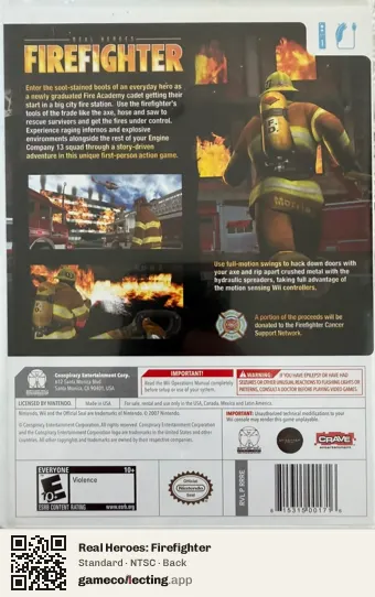Real Heroes: Firefighter Nintendo Wii, NTSC box back