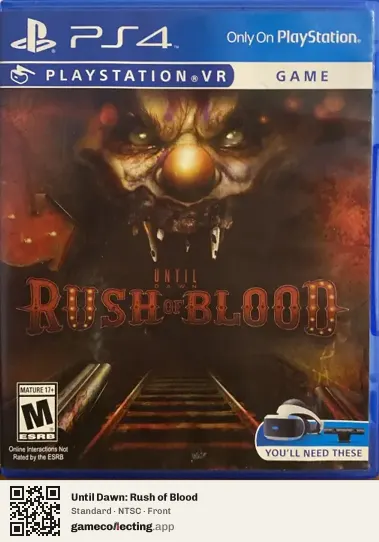 Until Dawn: Rush of Blood PlayStation 4, NTSC box front