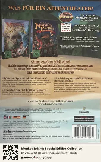Monkey Island: Special Edition Collection Computer, Germany box back