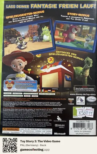 Toy Story 3: The Video Game Xbox 360, Germany box back