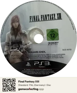 Final Fantasy XIII PlayStation 3, PAL disc