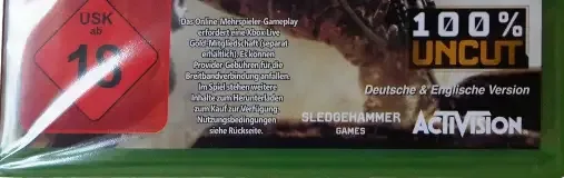 Call of Duty: Advanced Warfare, the USK square on its front