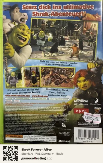 Shrek Forever After Xbox 360, Germany box back