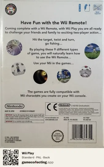 Wii Play Nintendo Wii, PAL box back