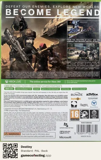 Destiny Xbox 360, PAL box back