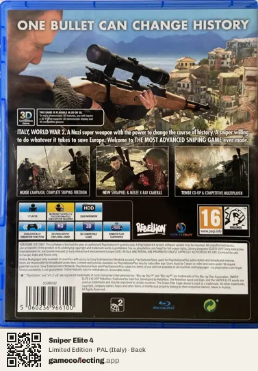 Sniper Elite 4 PlayStation 4, Italy box back