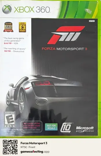 Forza Motorsport 3 Xbox 360, NTSC box front
