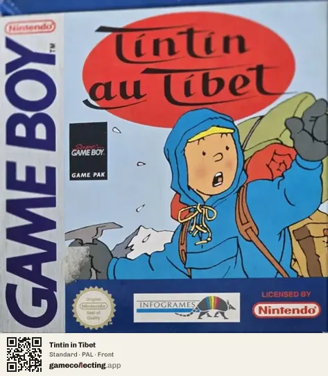 Tintin in Tibet Game Boy, PAL box front
