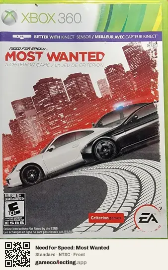 Need for Speed: Most Wanted Xbox 360, NTSC box front