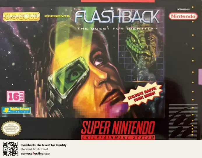 Flashback: The Quest for Identity Super Nintendo Entertainment System, NTSC box front