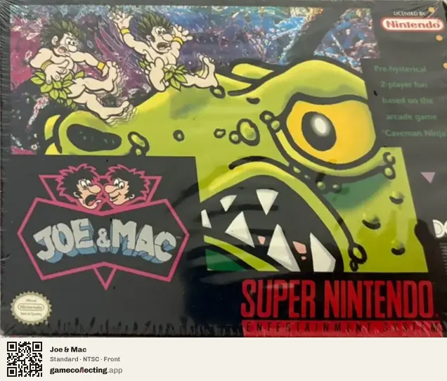 Joe & Mac Super Nintendo Entertainment System, NTSC box front